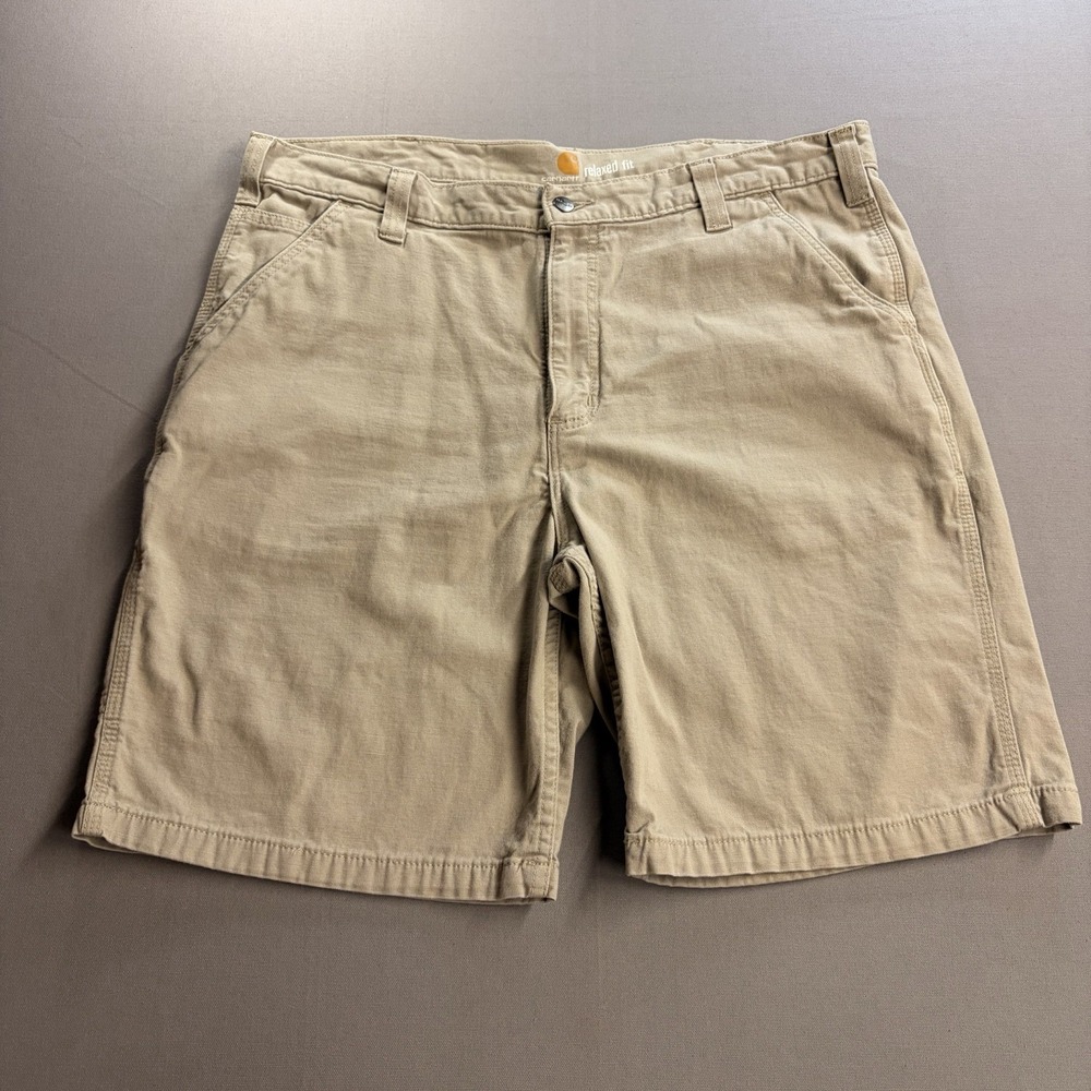 Carhartt Mens Relaxed Fit Canvas Utility Work Shorts Tan Khaki Size 40 9 Inseam